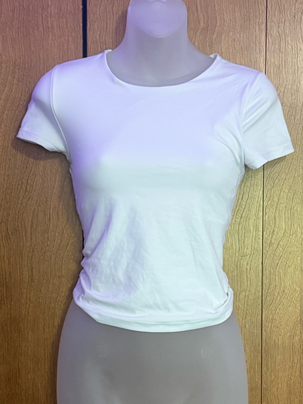 Offline thick white crew neck tee with double lined bra size small like new